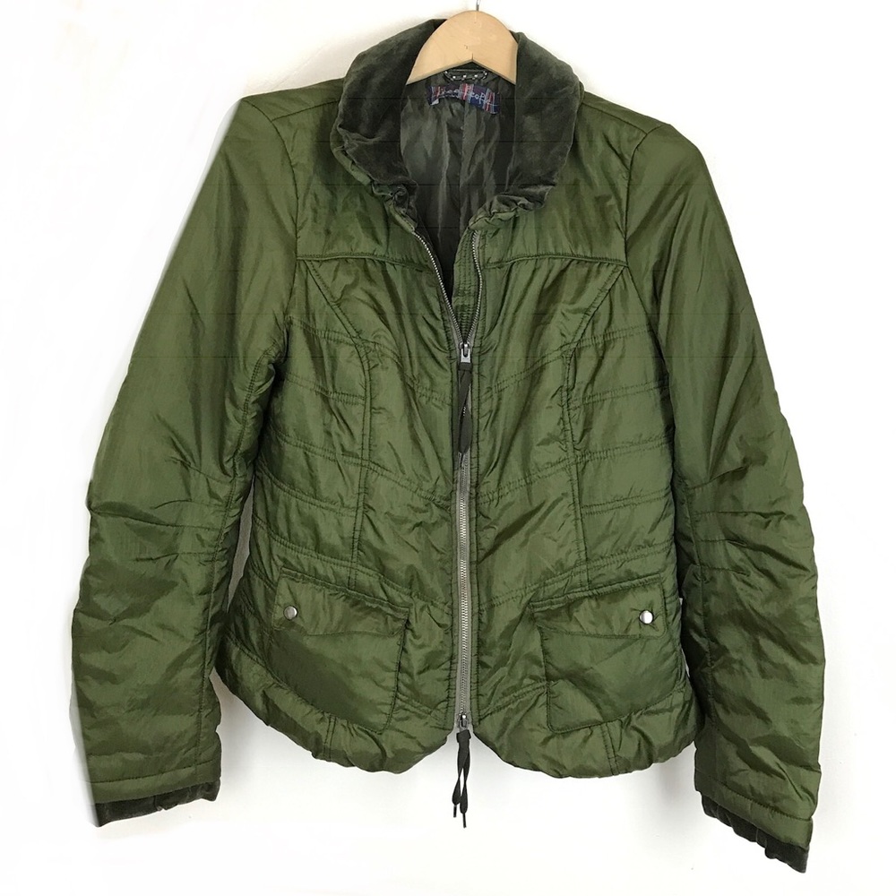 Free People Quilted Velvet Collar Puffer Jacket